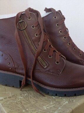 AMERICAN RAG Womens Brown 0.5" Platform Tatum Block Heel Leather Booties 7.5 M